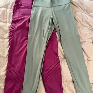 Green and Purple High-Waisted Leggings